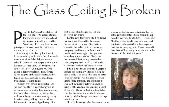 Irrigation & Green Industry article “The Glass Ceiling Is Broken”
